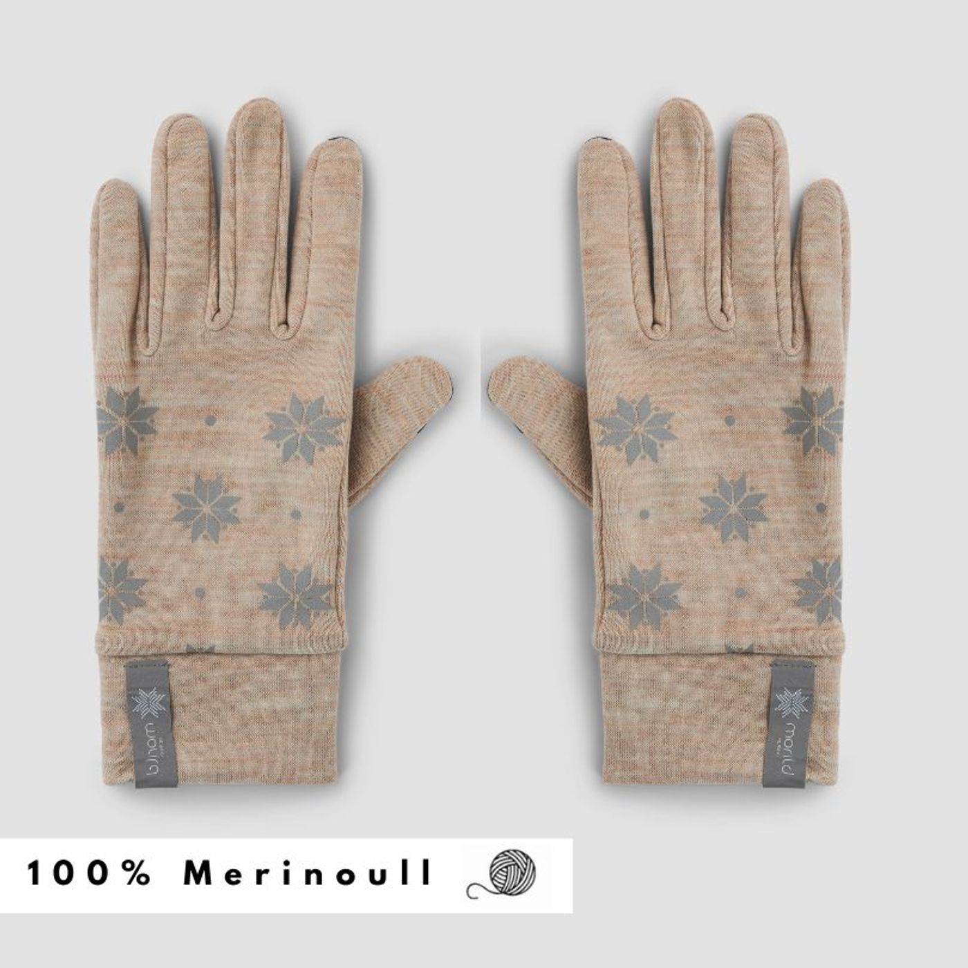 Morild Krystall hansker med refleks, lys beige