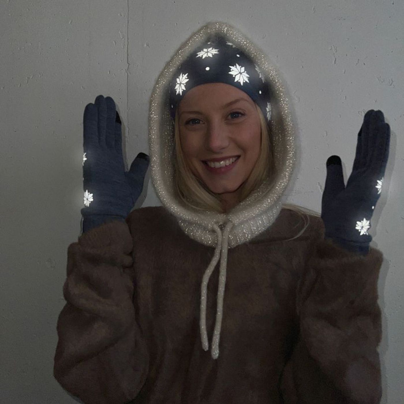 Morild Krystall hansker med refleks, lys beige