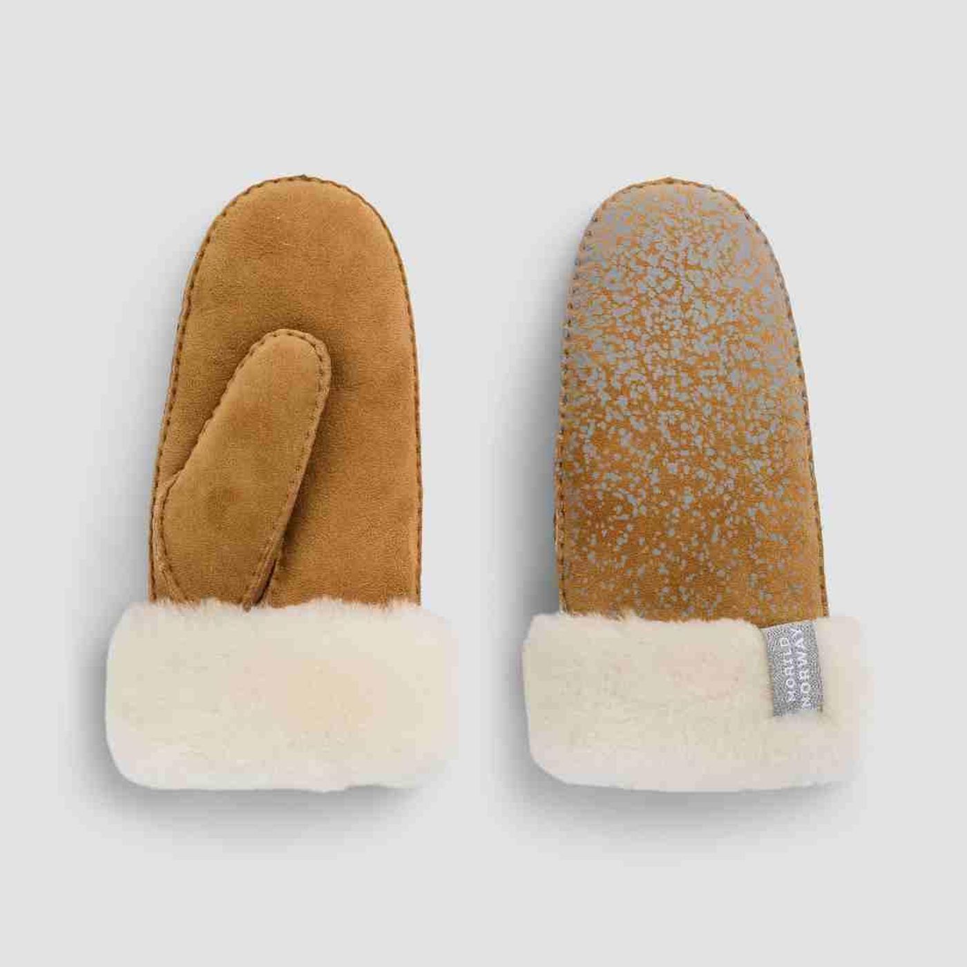 Edel skinnvotter med refleks, brun