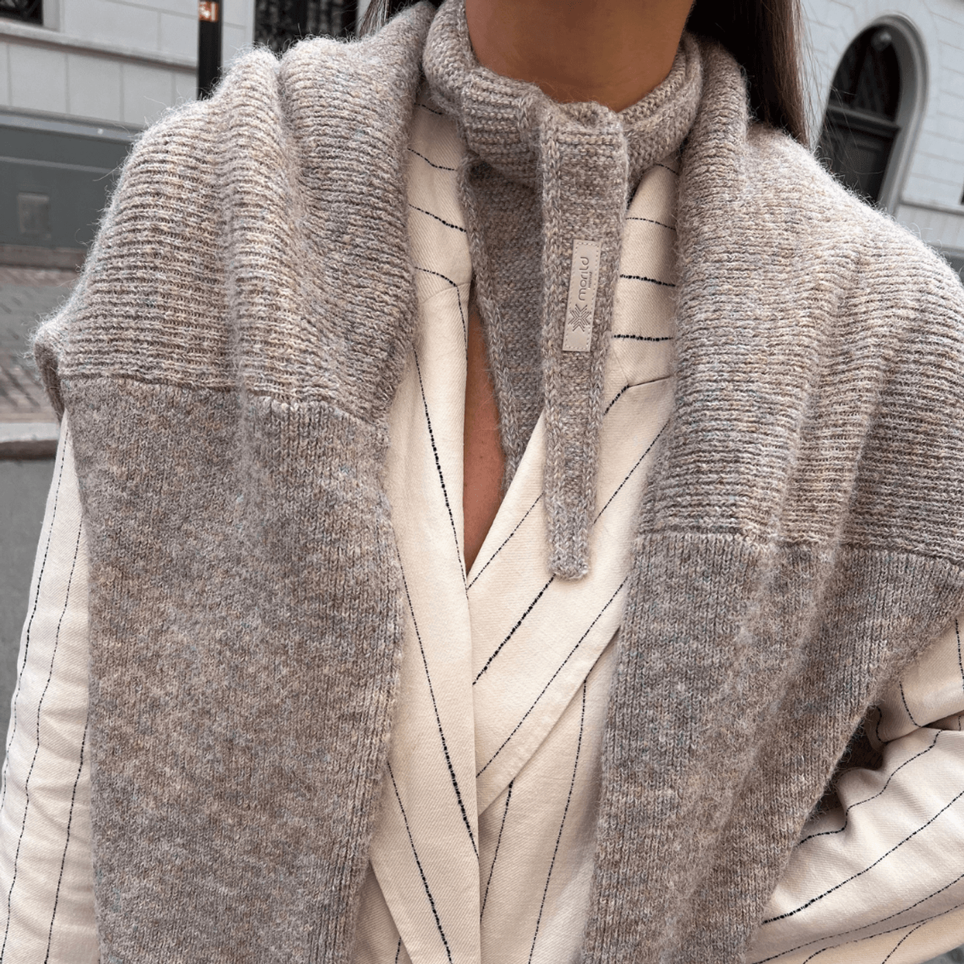 Morild Mica Zip Knit med refleks, sand