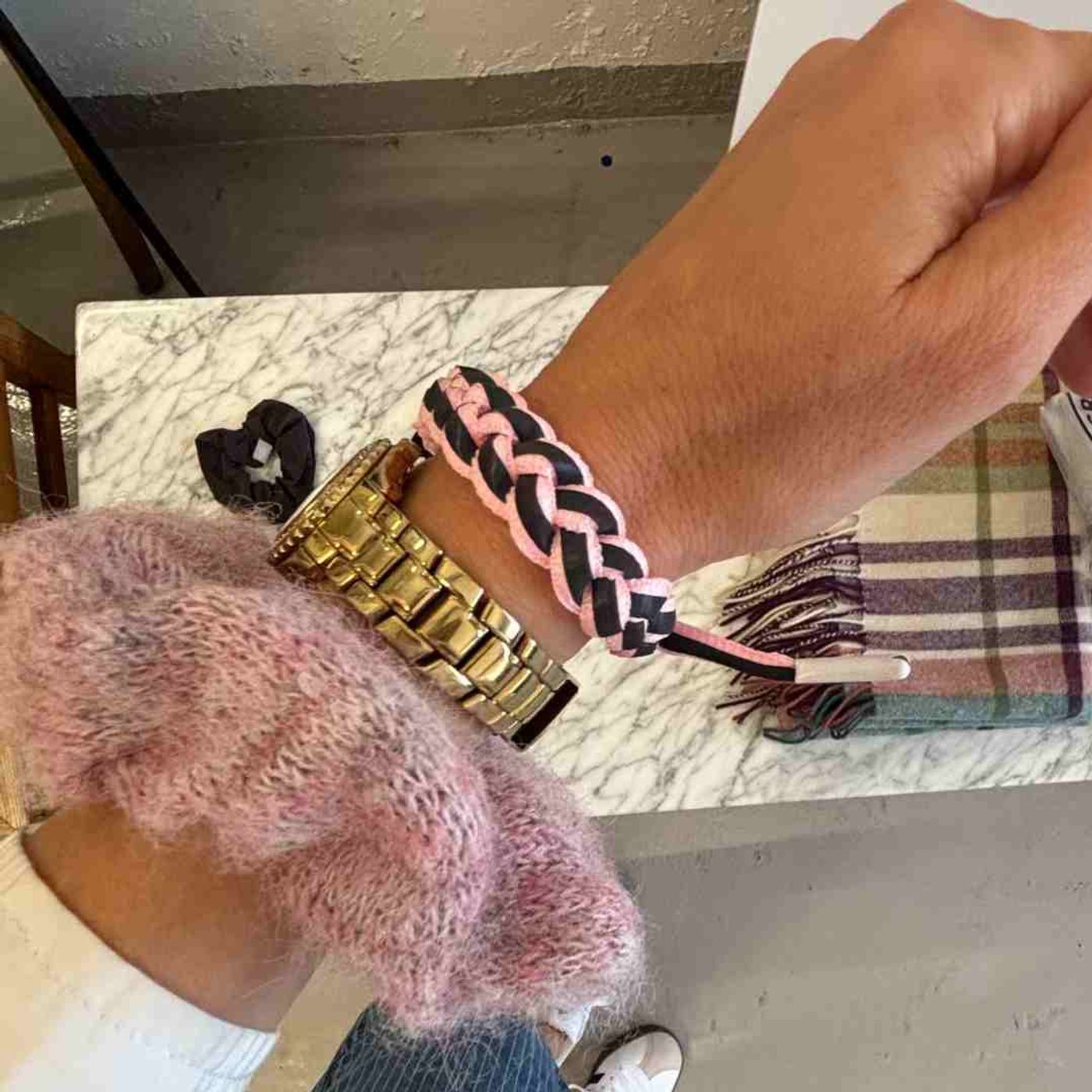 Morild flette armbånd med refleks, rosa/sølv