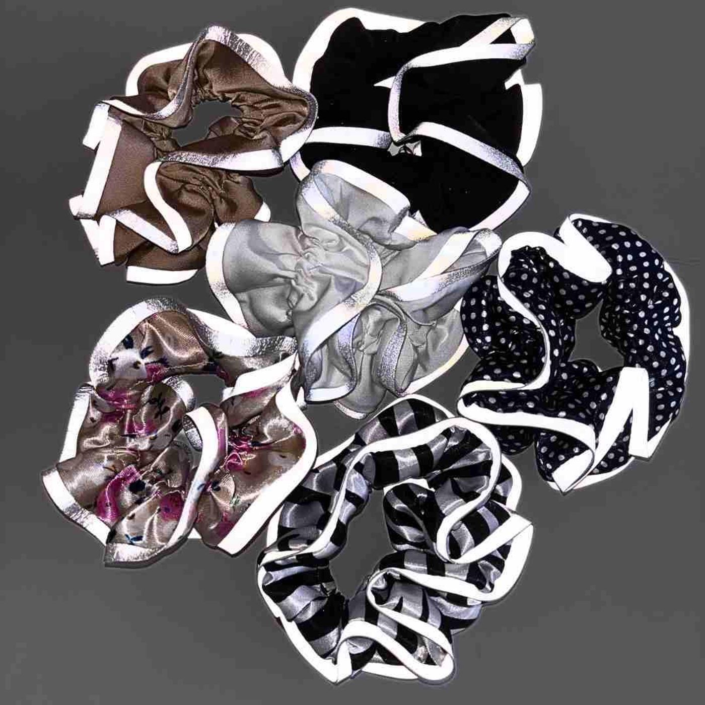 Morild Volang Scrunchie med refleks, sort/sølv