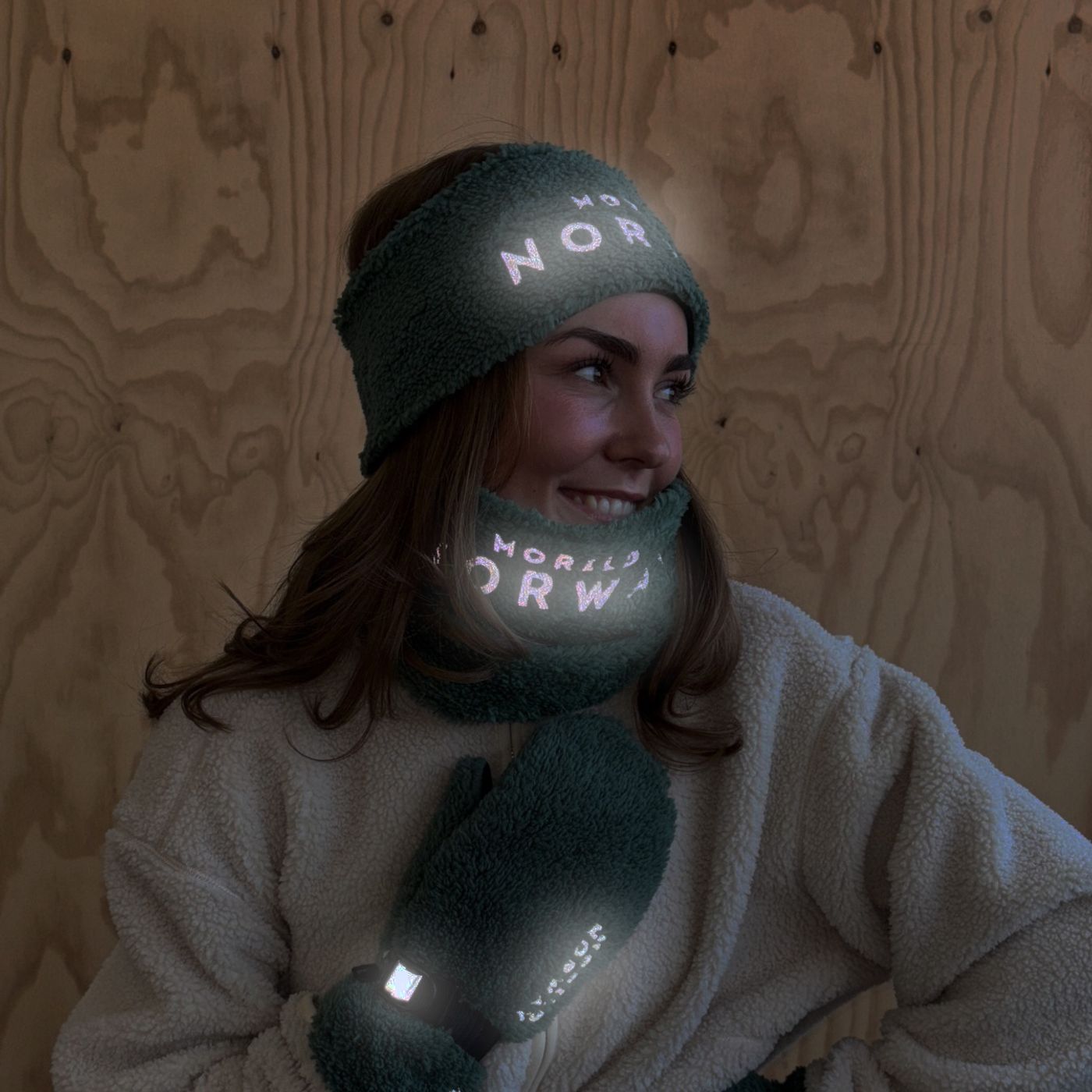 Morild Teddy pannebånd med refleks, Grønn skog